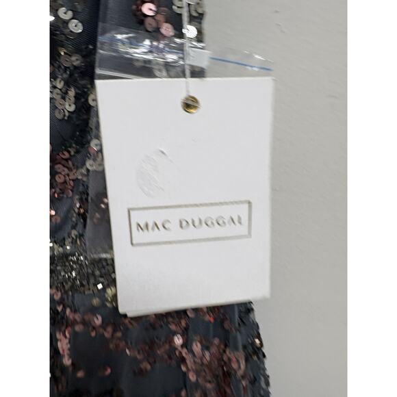 Mac Duggal One Shoulder Sequin Beaded Dress Charcoal Multicolor Size 4 NWT - Picture 6 of 10